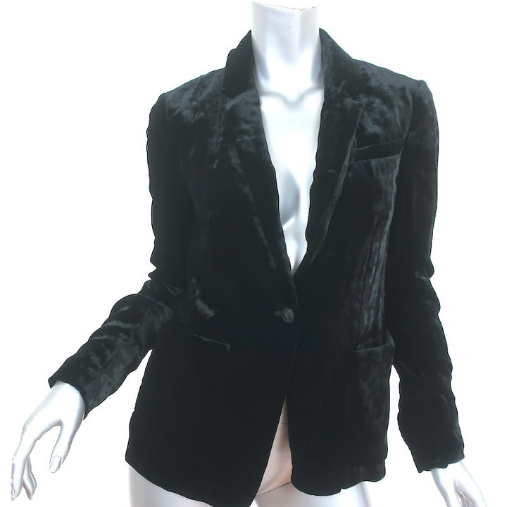 Rag &amp; Bone Loretta Blazer Black Crushed Velvet Size 2 One-Button Jacket NEW