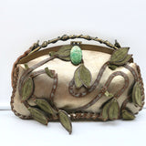 Valentino Scarab Bag Leaf-Embellished Gold Metallic Leather Small Shoulder Bag