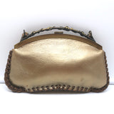 Valentino Scarab Bag Leaf-Embellished Gold Metallic Leather Small Shoulder Bag