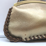 Valentino Scarab Bag Leaf-Embellished Gold Metallic Leather Small Shoulder Bag