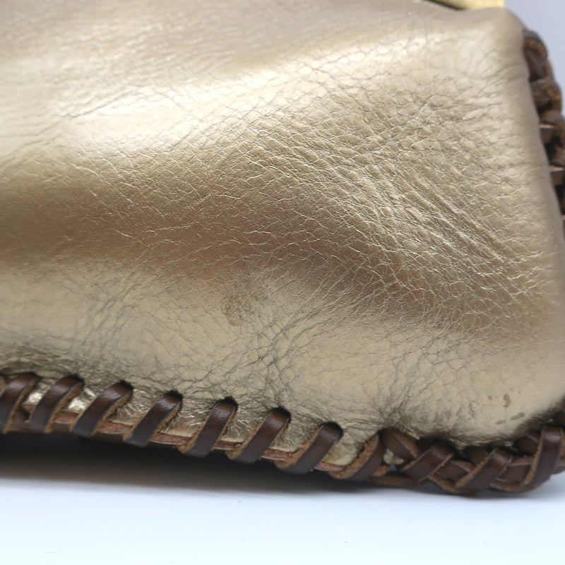 Valentino Scarab Bag Leaf-Embellished Gold Metallic Leather Small Shoulder Bag
