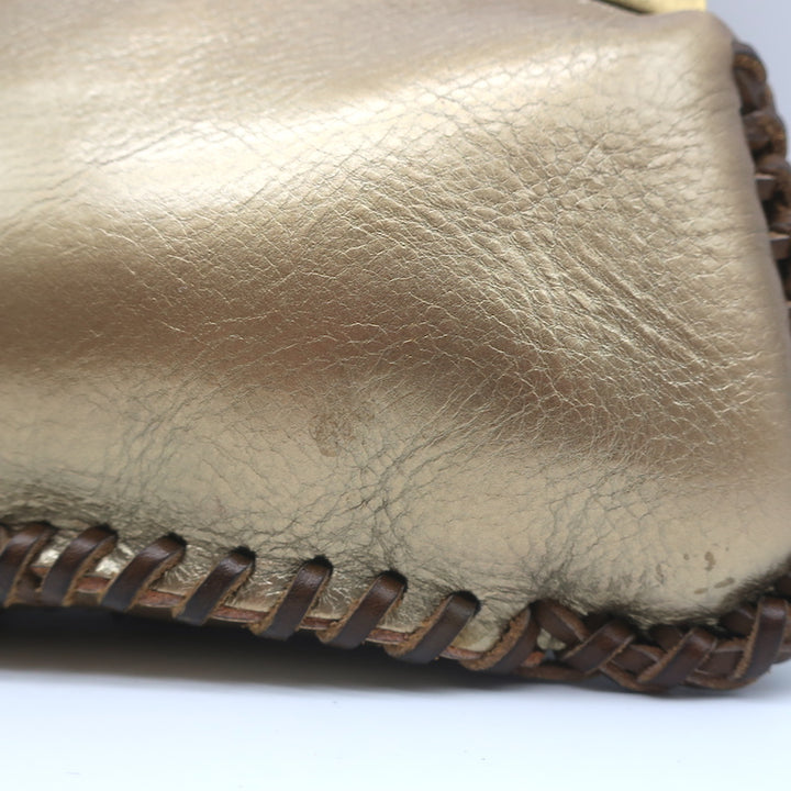 Valentino Scarab Bag Leaf-Embellished Gold Metallic Leather Small Shoulder Bag