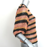 Ulla Johnson Puff Sleeve Crochet Top Amata Blush/Multi Striped Knit Size Small