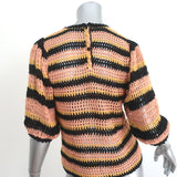 Ulla Johnson Puff Sleeve Crochet Top Amata Blush/Multi Striped Knit Size Small