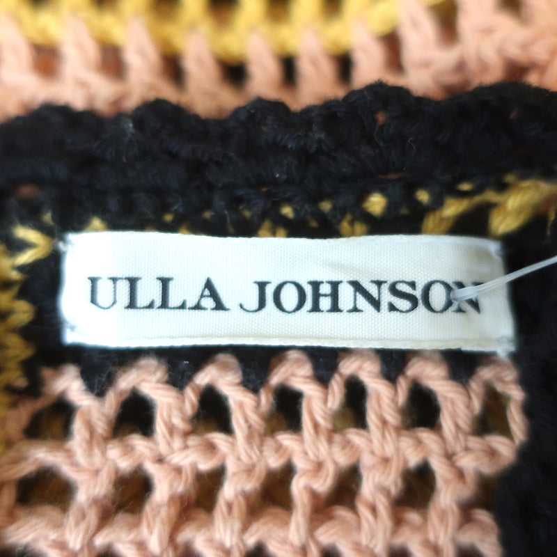 Ulla Johnson Puff Sleeve Crochet Top Amata Blush/Multi Striped Knit Size Small