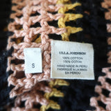 Ulla Johnson Puff Sleeve Crochet Top Amata Blush/Multi Striped Knit Size Small