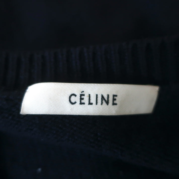 Celine Cashmere Triomphe Sweater Navy Size Small Crewneck Pullover