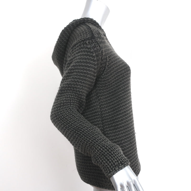 T by Alexander Wang Hoodie Gray Crochet Wool Size Extra Small Pullover Sweater