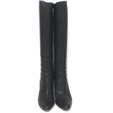 Jimmy Choo Grand Knee High Boots Black Grained Leather Size 37.5