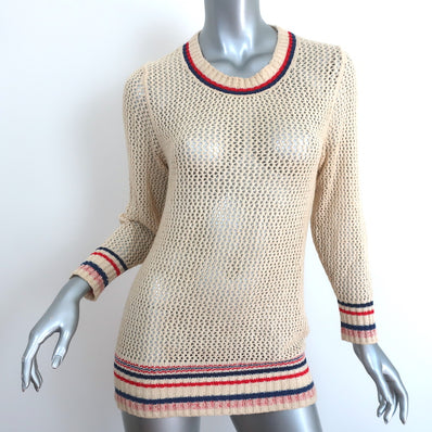 Isabel Marant Etoile Sweater Manray Ivory Open Knit Size 38 Crewneck Pullover