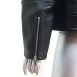 Yves Salomon Oversized Leather Biker Jacket Black Lambskin Size 38