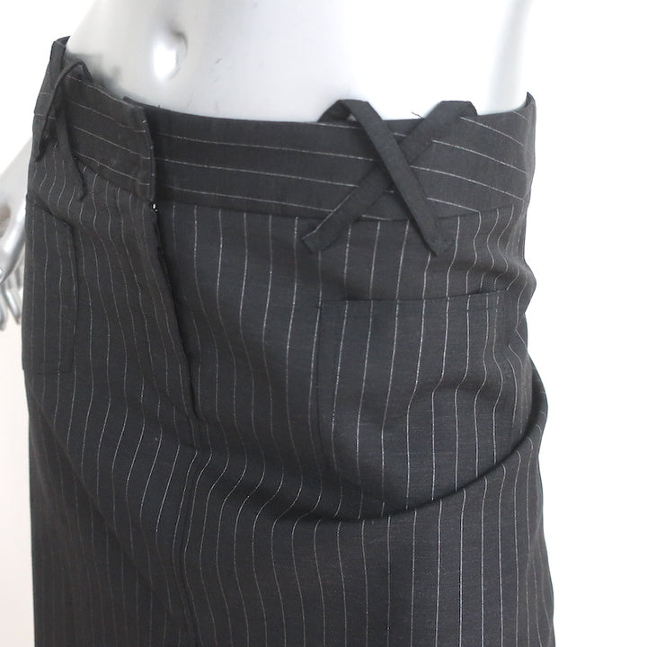 Dolce &amp; Gabbana Pleated Skirt Black/Silver Lurex Pinstripe Wool Size 40