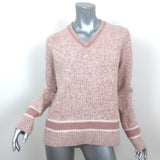 Christian Dior V-Neck Sweater Blush Wool-Cashmere Mouline Knit Size US 8