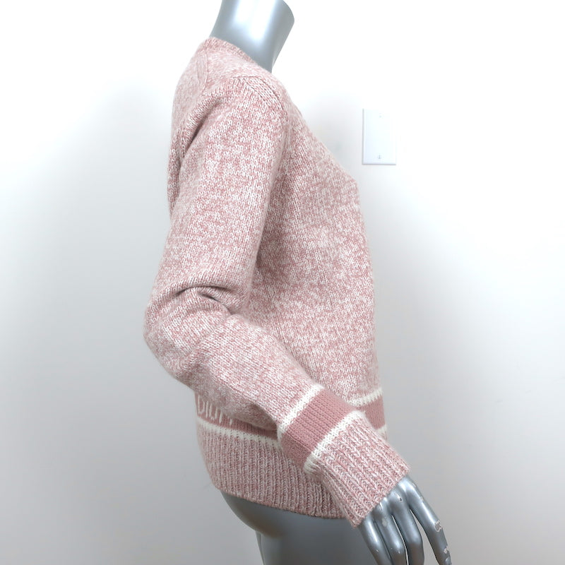 Christian Dior V-Neck Sweater Blush Wool-Cashmere Mouline Knit Size US 8