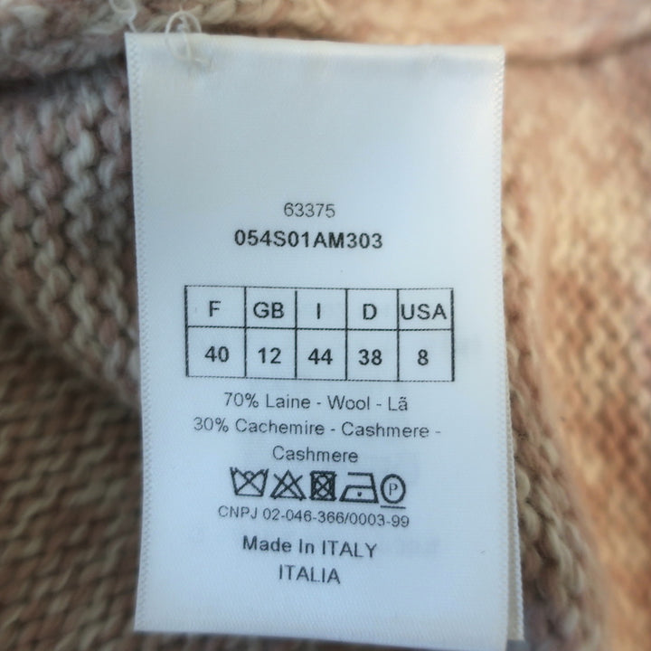 Christian Dior V-Neck Sweater Blush Wool-Cashmere Mouline Knit Size US 8