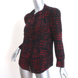 Isabel Marant Etoile Button Down Blouse Black/Red Printed Silk Size 2