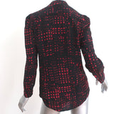 Isabel Marant Etoile Button Down Blouse Black/Red Printed Silk Size 2