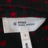 Isabel Marant Etoile Button Down Blouse Black/Red Printed Silk Size 2