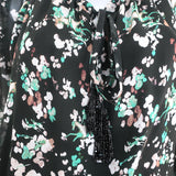 Christian Dior Cutout Long Sleeve Maxi Dress Black Floral Print Silk Size US 4