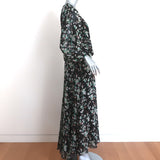Christian Dior Cutout Long Sleeve Maxi Dress Black Floral Print Silk Size US 4