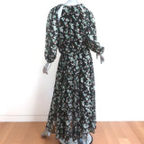 Christian Dior Cutout Long Sleeve Maxi Dress Black Floral Print Silk Size US 4