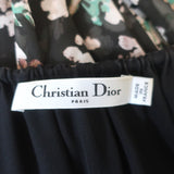 Christian Dior Cutout Long Sleeve Maxi Dress Black Floral Print Silk Size US 4
