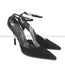 Gucci Crystal Bamboo Ankle Strap Pumps Black Suede Size 9.5 Pointed Toe Heel NEW