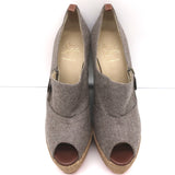 Christian Louboutin Deroba 140 Espadrille Wedges Taupe Flannel Size 41 NEW