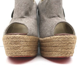 Christian Louboutin Deroba 140 Espadrille Wedges Taupe Flannel Size 41 NEW