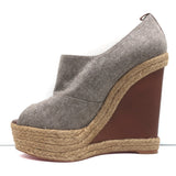 Christian Louboutin Deroba 140 Espadrille Wedges Taupe Flannel Size 41 NEW