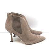 Jimmy Choo Ankle Boots Maiara Taupe Suede Size 39 Pointed Toe Booties