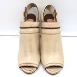 Chloe Peep Toe Slingback Heels Off-White Leather Size 40 NEW