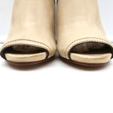 Chloe Peep Toe Slingback Heels Off-White Leather Size 40 NEW