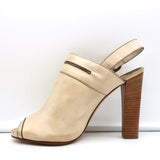 Chloe Peep Toe Slingback Heels Off-White Leather Size 40 NEW