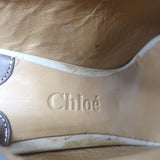 Chloe Peep Toe Slingback Heels Off-White Leather Size 40 NEW