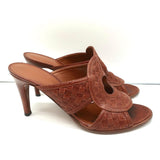 Bottega Veneta Intrecciato Circle Cutout Sandals Brown Leather Size 40