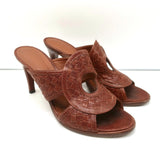 Bottega Veneta Intrecciato Circle Cutout Sandals Brown Leather Size 40