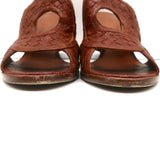 Bottega Veneta Intrecciato Circle Cutout Sandals Brown Leather Size 40