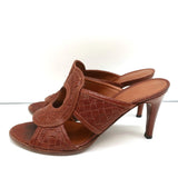 Bottega Veneta Intrecciato Circle Cutout Sandals Brown Leather Size 40