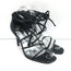 Zimmermann Ankle Tie Sandals Black Snake-Embossed Leather Size 37 Open Toe Heels