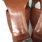 Bottega Veneta Intrecciato Circle Cutout Sandals Brown Leather Size 40