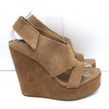 Pedro Garcia Platform Slingback Wedge Sandals Tamesis Brown Suede Size 40 NEW