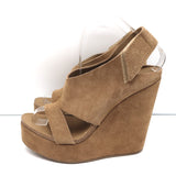 Pedro Garcia Platform Slingback Wedge Sandals Tamesis Brown Suede Size 40 NEW