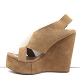 Pedro Garcia Platform Slingback Wedge Sandals Tamesis Brown Suede Size 40 NEW