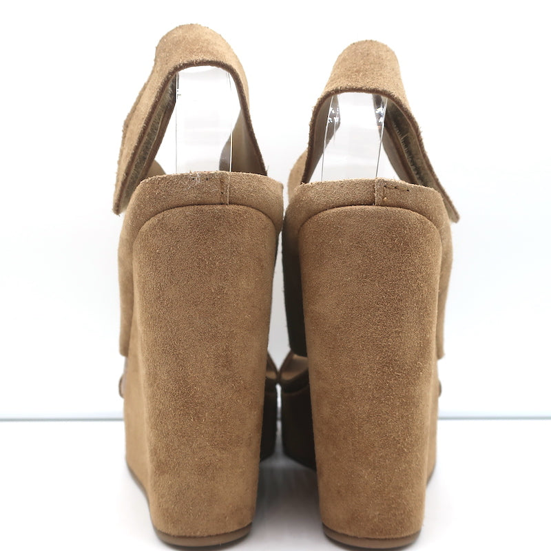 Pedro Garcia Platform Slingback Wedge Sandals Tamesis Brown Suede Size 40 NEW