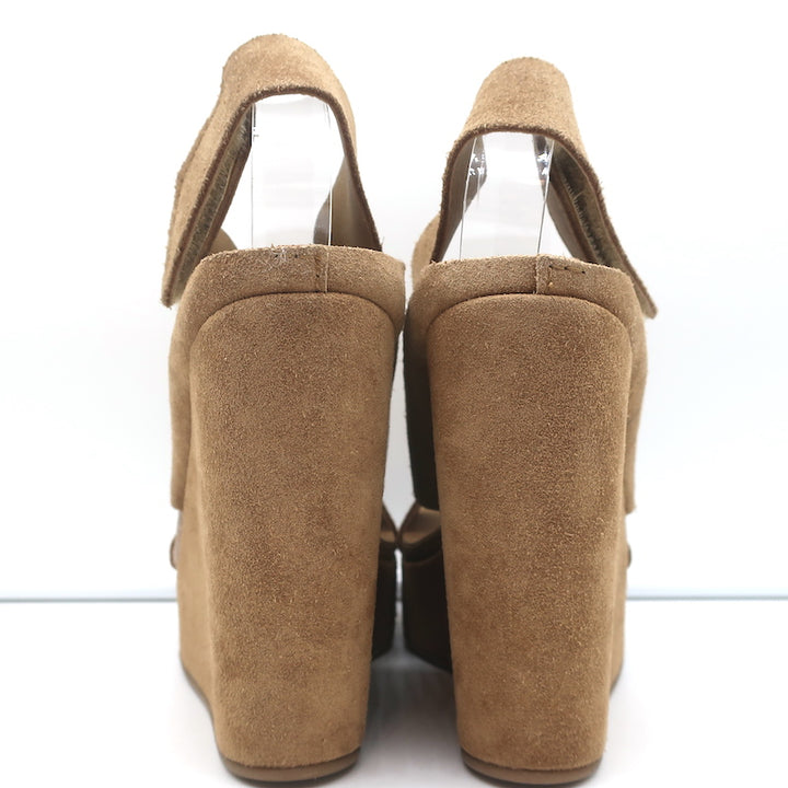 Pedro Garcia Platform Slingback Wedge Sandals Tamesis Brown Suede Size 40 NEW
