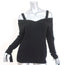 Theory Cold Shoulder Cashmere Sweater Black Size Small V-Neck Pullover NEW