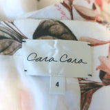 Cara Cara Lauren Tie-Waist Top Floral Print Linen Size 4 Puff Sleeve Blouse