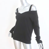 Theory Cold Shoulder Cashmere Sweater Black Size Small V-Neck Pullover NEW