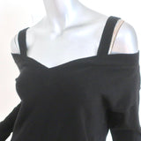 Theory Cold Shoulder Cashmere Sweater Black Size Small V-Neck Pullover NEW